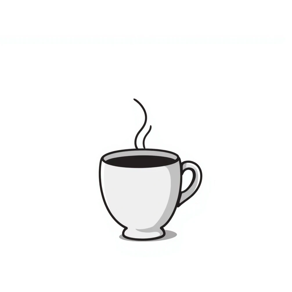 a cup of tea with steam in pastel colors dd9fb0 ffc6d3 a3bfc9 c4bee2 f1b091, hand-drawn doodle style emoji