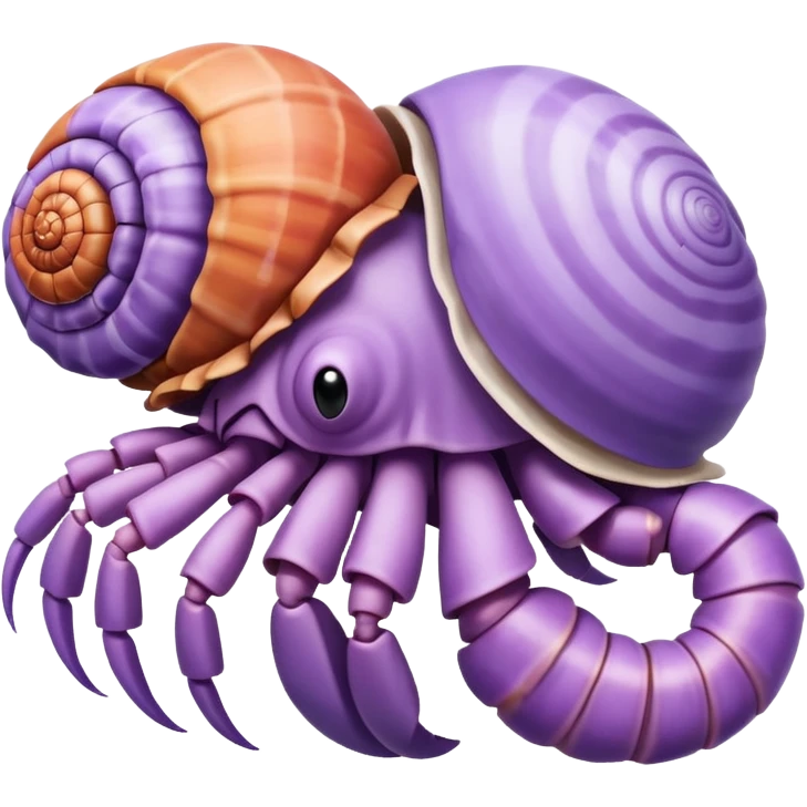 hermit crab should be light violet and the shell should be white with spirals emoji