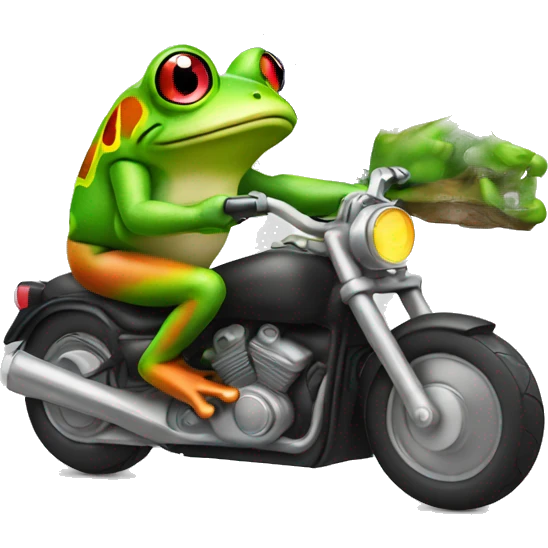 Rainbow frog riding a motorcycle emoji