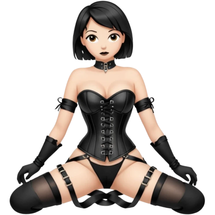 pinup girl in hogtied bondage with stocking emoji