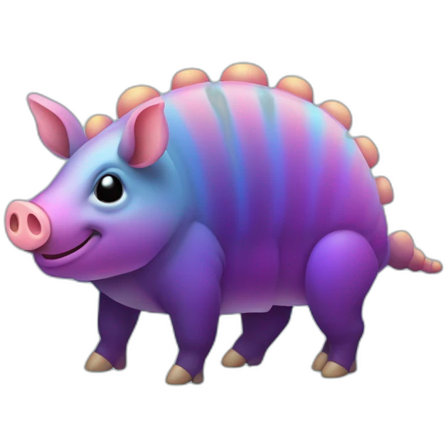 Iridescent cyan purple gradient pig armadillo cow centipede insect with star markings star shaped spots emoji