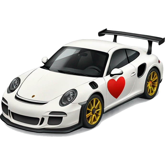 A porsche gt3 rs with a heart in emoji