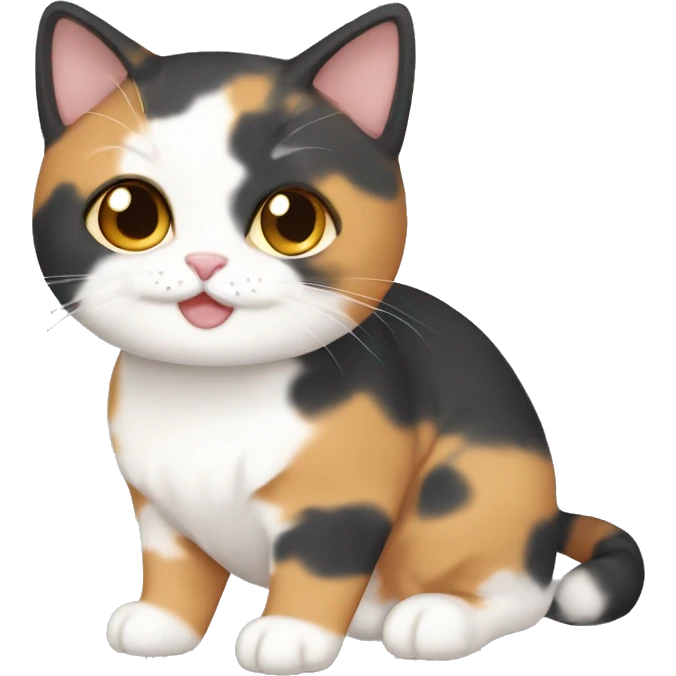 Calico cat, chubby, chibi, cute emoji
