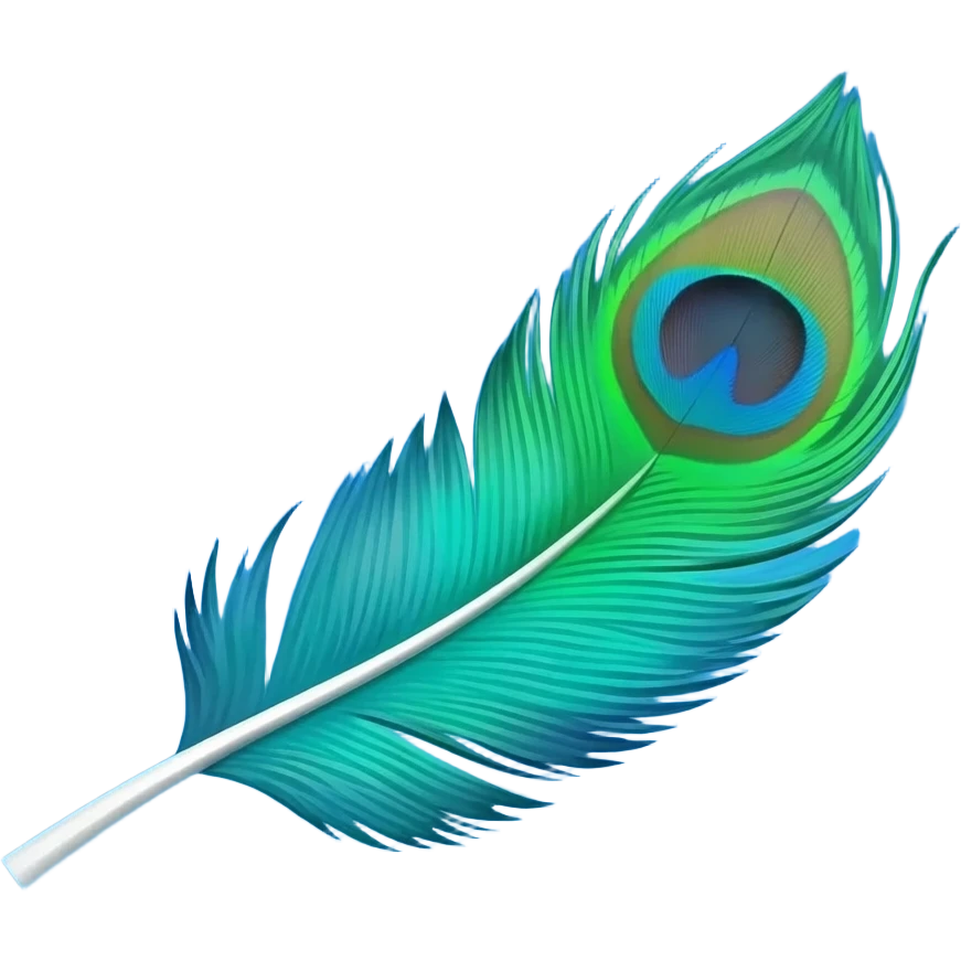Create an emoji of a peacock feather flying in the air emoji