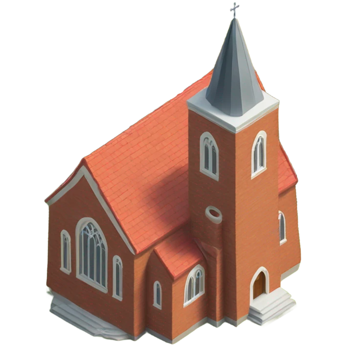 isometric red brick curved roof church emoji