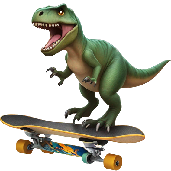 Trex riding a skateboard emoji