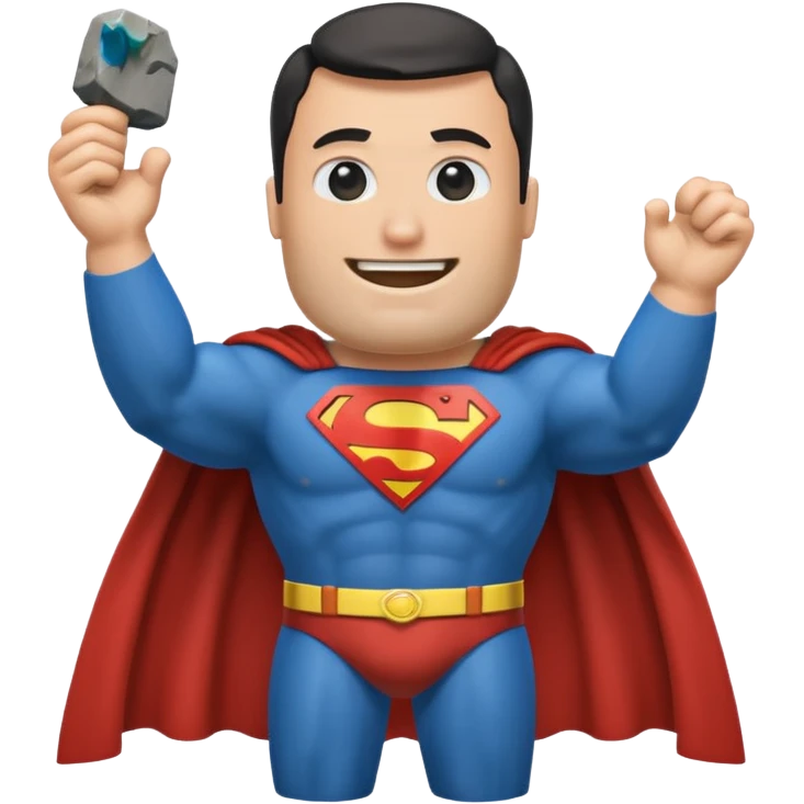 a moai emoji with a superman cape with the original face or the moai emoji with a super man saving people vibe like the superman there is some man waiting in the sky meme but the moai emoji