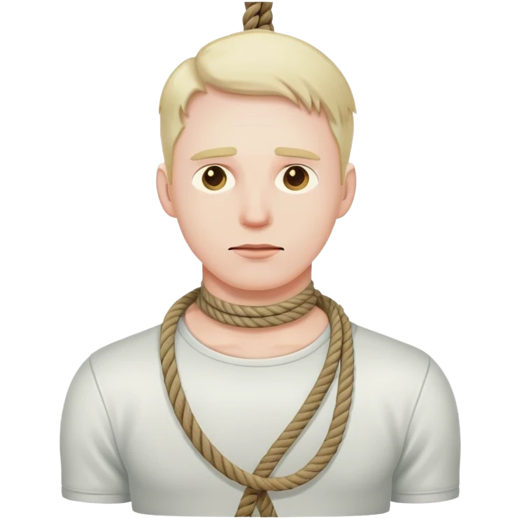 A man who’s hanging himself with a rope by his neck emoji