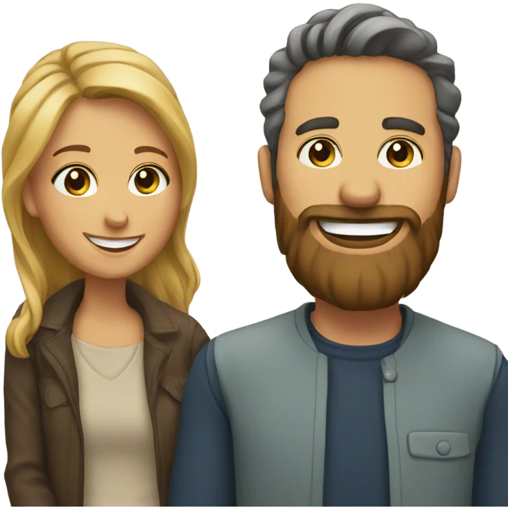 smiling couple with beard emoji