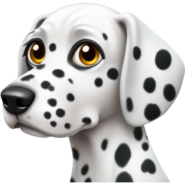Dalmatian dog with a large spot on the right eye emoji