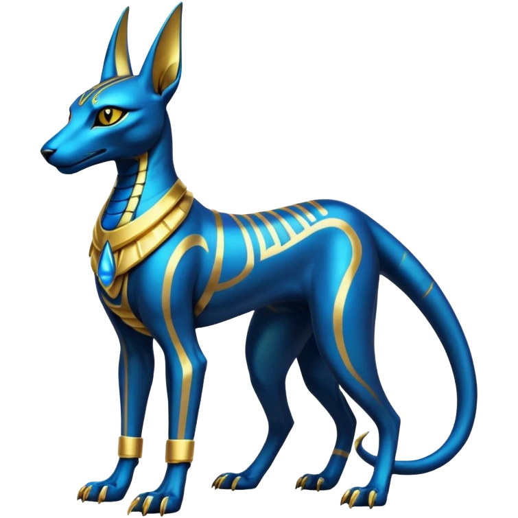 Futuristic Ethereal Beautiful Anubis-Salandit-Bastet-Fakémon-hybrid-creature (full body)  emoji
