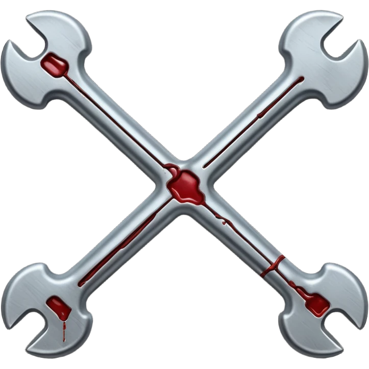 Emoji-style metallic bones with traces of blood, steel texture, dark dramatic tone, clean background emoji