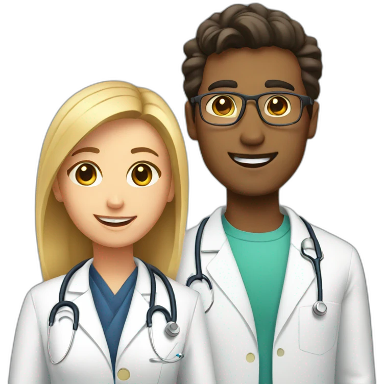 A doctor couple in their 20s. emoji