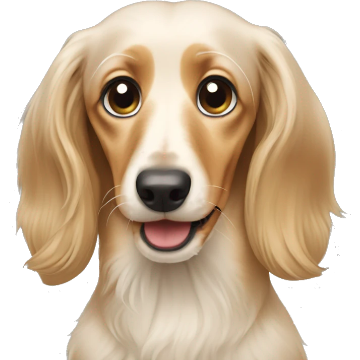 Long haired cream dachshund cry emoji