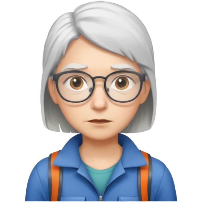 young climber woman with white/grey hair and glassess emoji