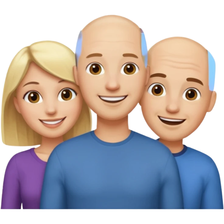 throuple blonde brunette females bald male emoji
