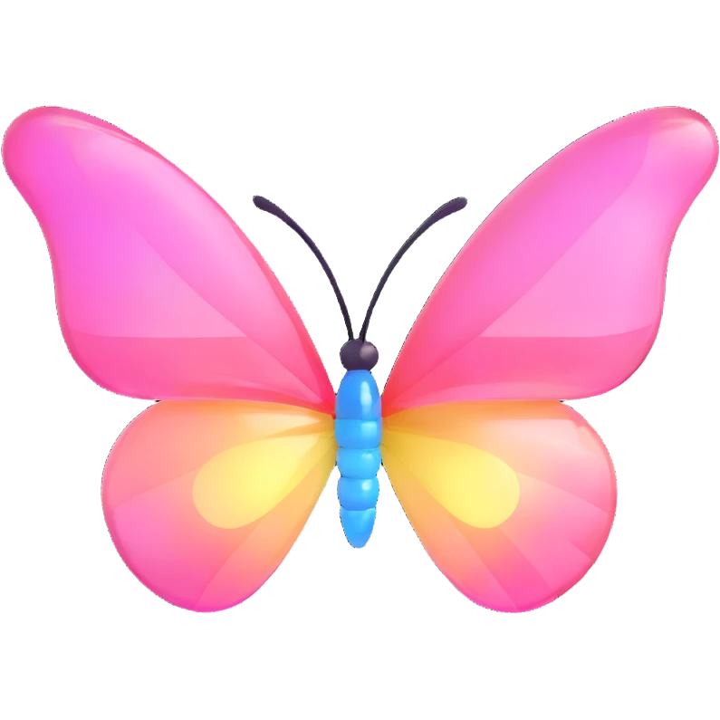 Light pink rainbow glass crystal butterfly emoji