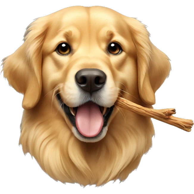 golden retriever with twig in mouth emoji