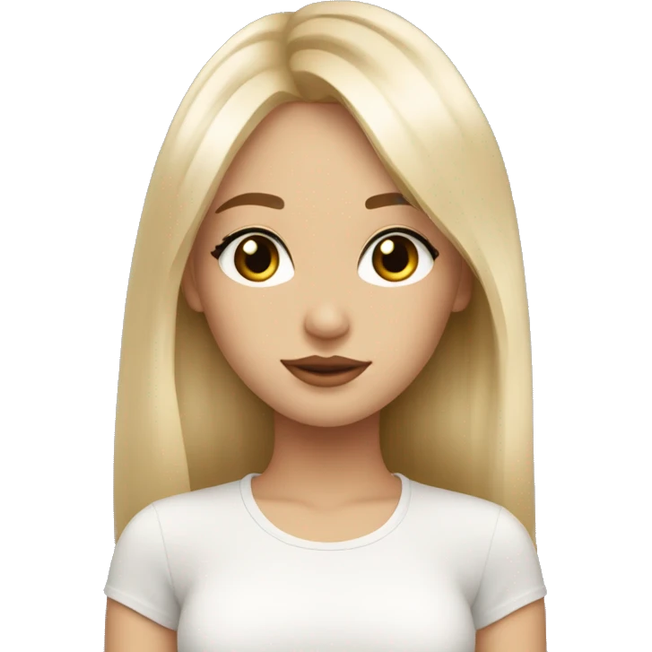 Beautiful girl light blonde long with bangs and hazel eyes with long eyelashes emoji