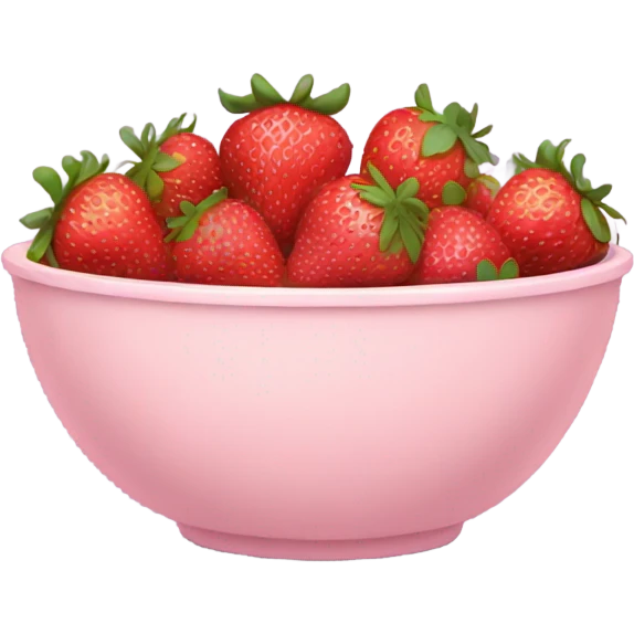 large fancy pastel pink bowl of strawberries emoji