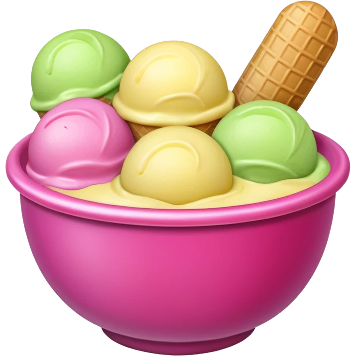 Bowl with ice cream balls yellow green pinn emoji
