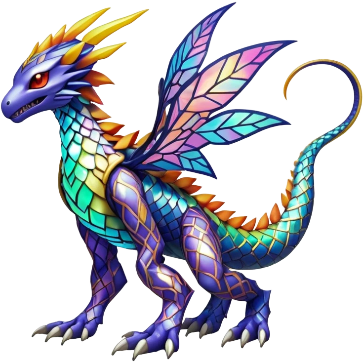Elemental Exotic Vibrant Multicolored Pokémon-Digimon-Fakémon-hybrid-creature (full body) emoji