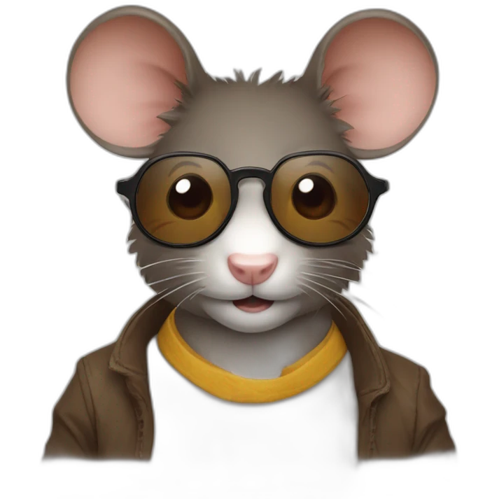 Un gros rat avec des lunettes et avec des cheveux bruns emoji