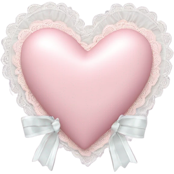 rococo Pastel pink heart with white bow with lace and frills  emoji