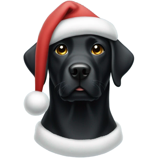 Black lab with a Santa hat emoji