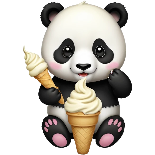 Panda eating ice cream emoji