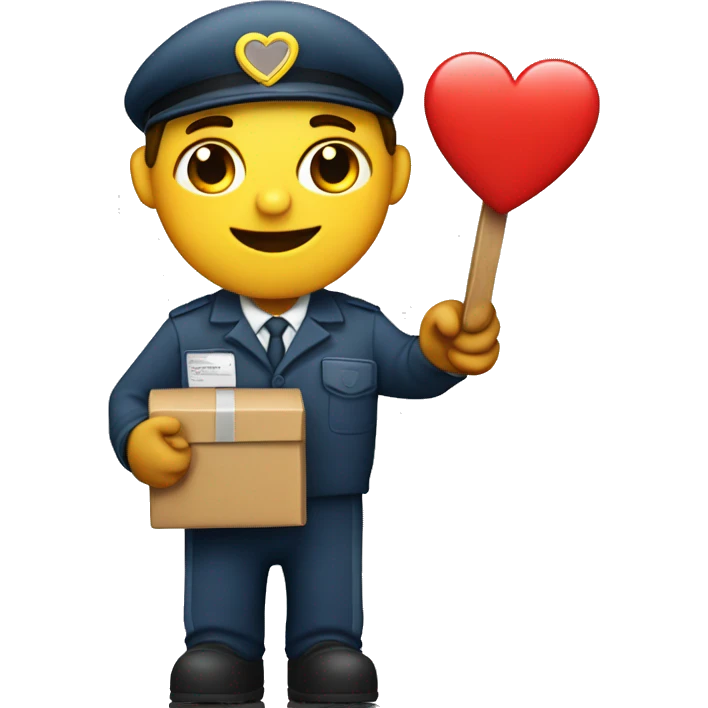 Postman with heart in hand emoji
