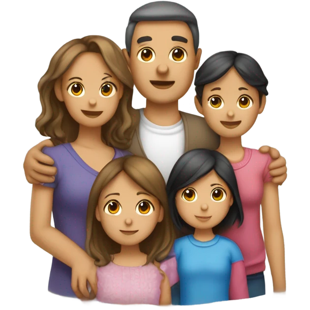 Familia de 10 personas papá mamá niña de 6 años niña de 15 años y bebe de 2 mese emoji