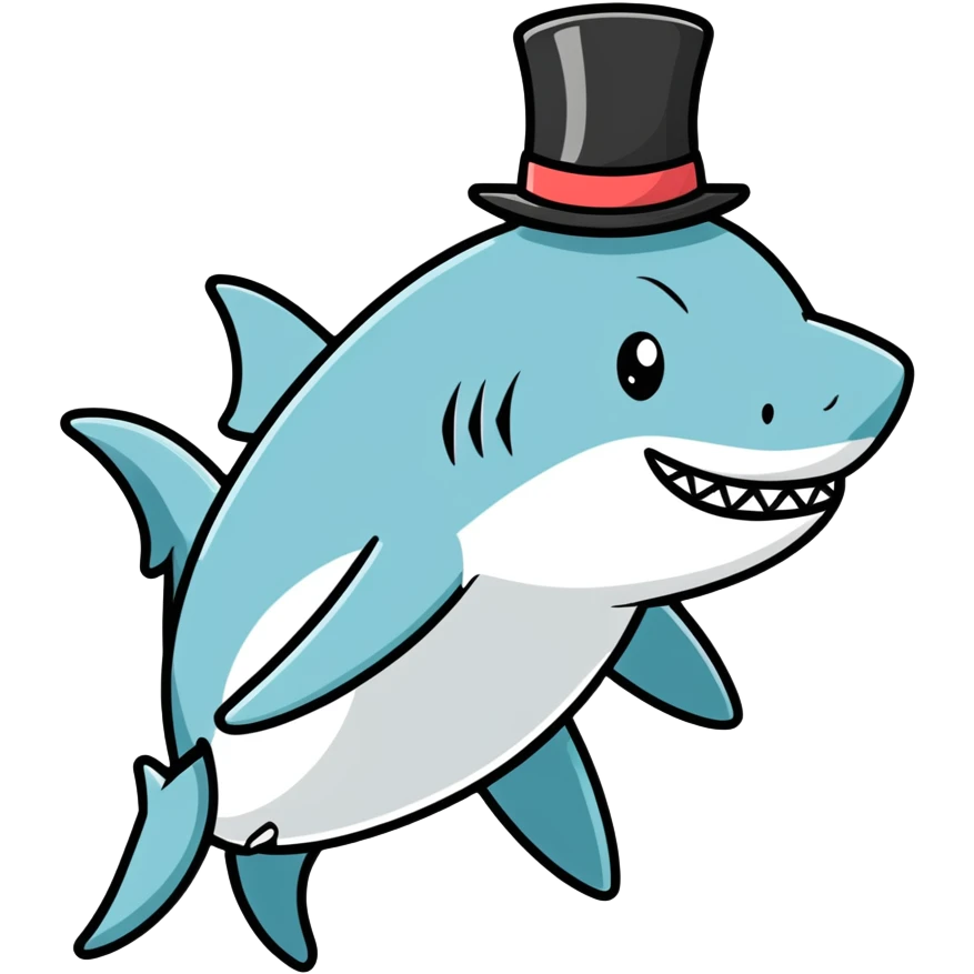 Shark with a top hat emoji