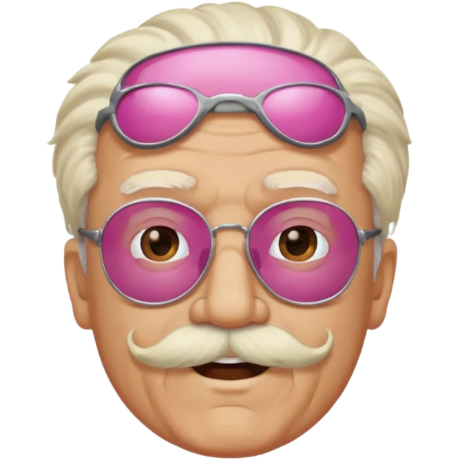 old guy with funny hair and shades and pink mustache emoji