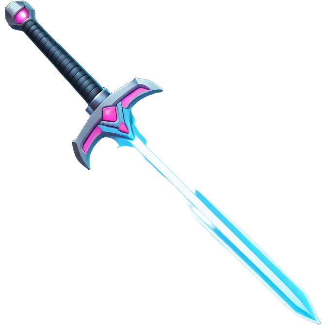 Clash of Clans aesthetic: Cinematic Playful Laser Sword Emoji, rendered in a 3D vector-style similar to standard emojis with minimal shading and bold, simplified shapes. A compact, vibrant energy blade with a neon-hued, glowing edge and futuristic hilt, softly glowing with a radiant cosmic charm. Simplified yet unmistakably iconic, highly detailed and consistent, glowing with a soft pulsating brilliance and high shine. Stylized with a touch of interstellar elegance and a soft glowing outline, capturing the essence of a legendary energy blade with a friendly, playful manner! emoji