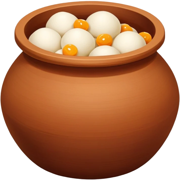 brown clay pot matka filled with rasgulla sweets emoji