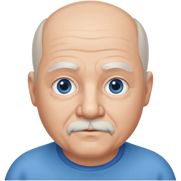75,  bald, grey side hair, chubby, blue eyes, goatee emoji