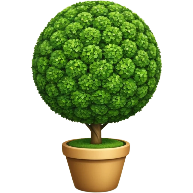 ball shaped topiary tree emoji, round green bush on trunk, spherical garden tree, emoji style, white background emoji