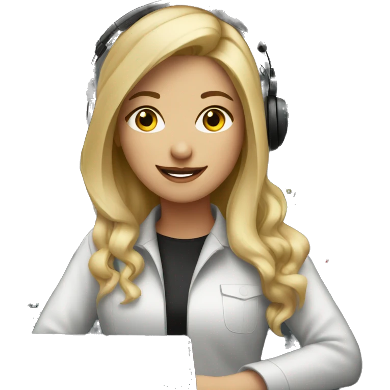 Audio technician girl blonde with an audio desk emoji