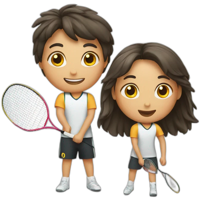 2 kids playing badminton emoji