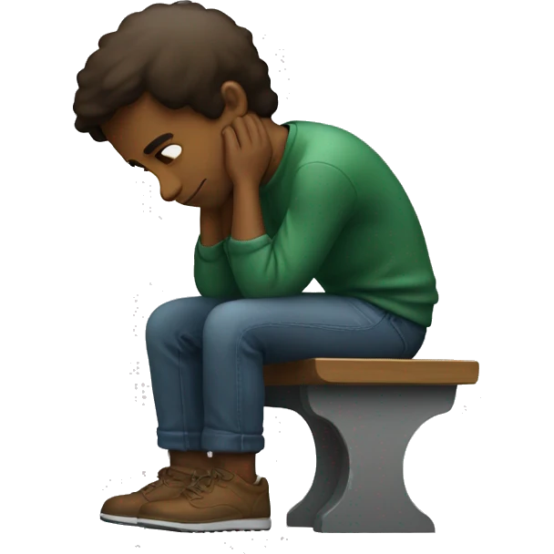 Guy sitting on his knees leaning over a bench emoji