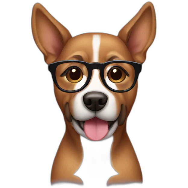 Stripped brown dog with glasses emoji