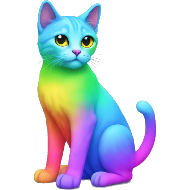 Neon Rainbow Cat Full Body emoji
