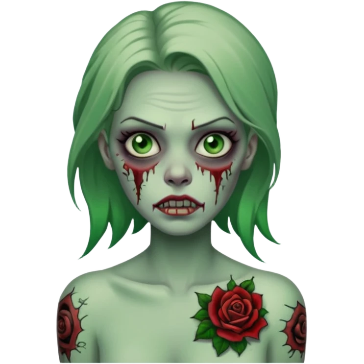 zombie woman with big tattoos emoji