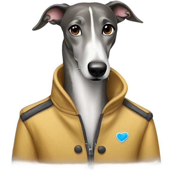 Greyhound wearing a jacket emoji