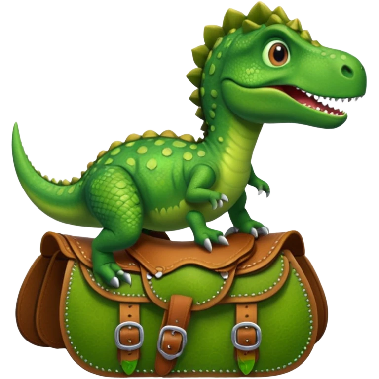 Dinosaur in saddle, front face emoji