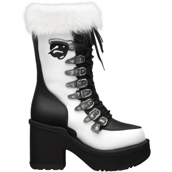 Platform Demonia High boots white fur emoji