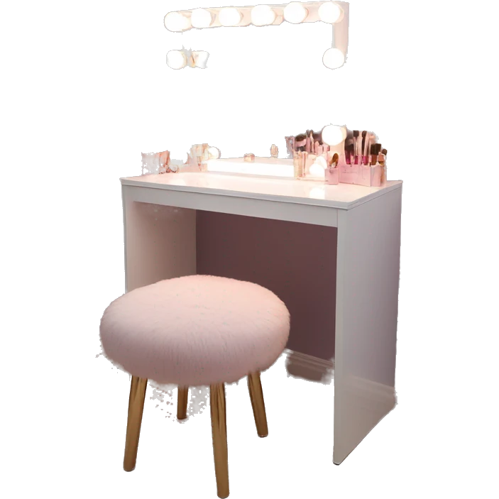 Vanity table with square led light mirror emoji