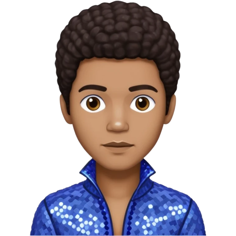 Bobby Farrell from Boney M with dark brown hair, periwinkle sequin outfit emoji