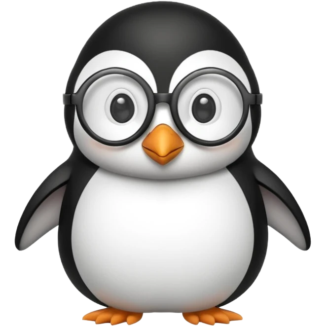 penguin with round glasses emoji style emoji